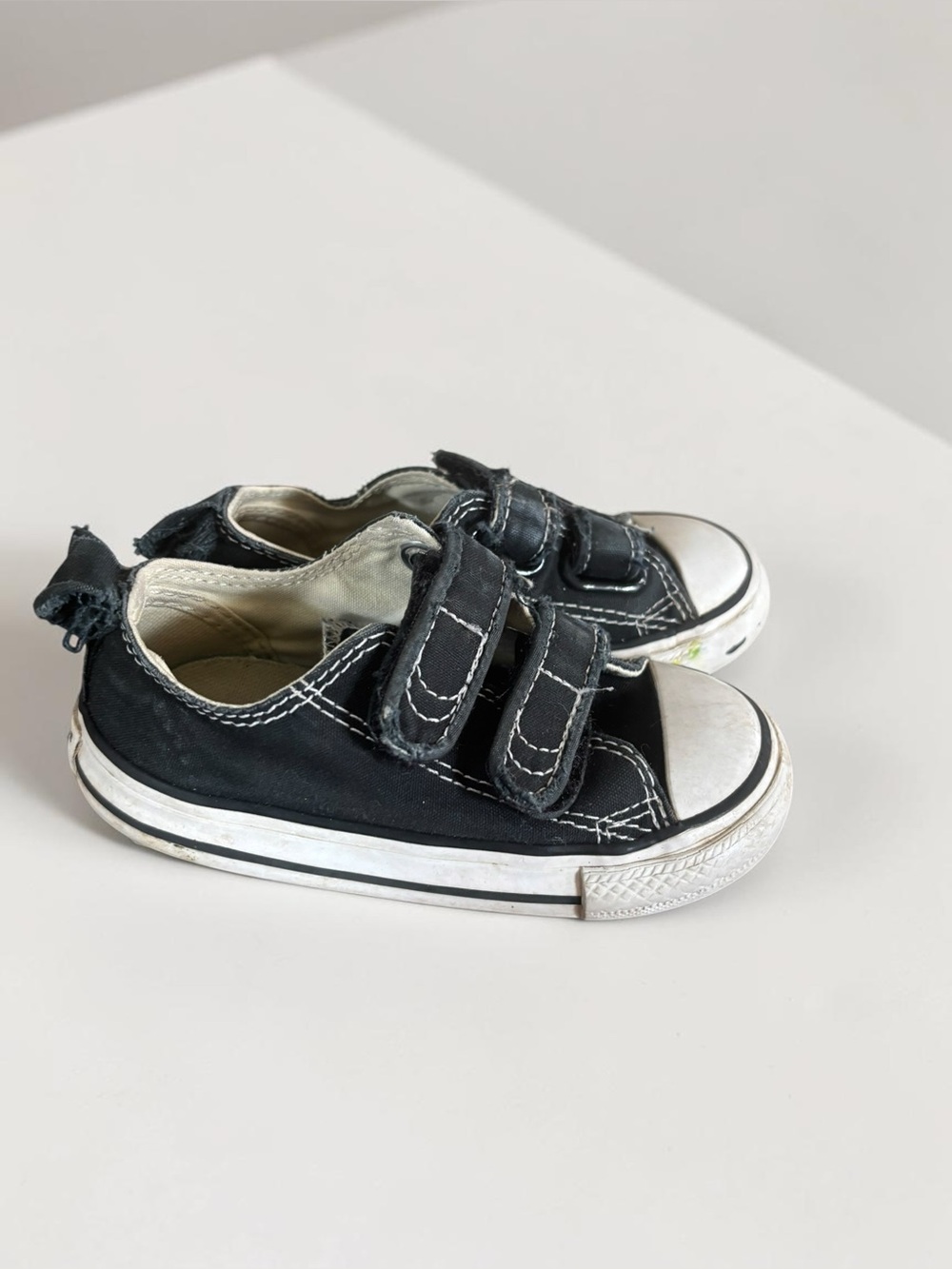 Converse Toddler Black Double Strap Sneakers Canvas Size 7